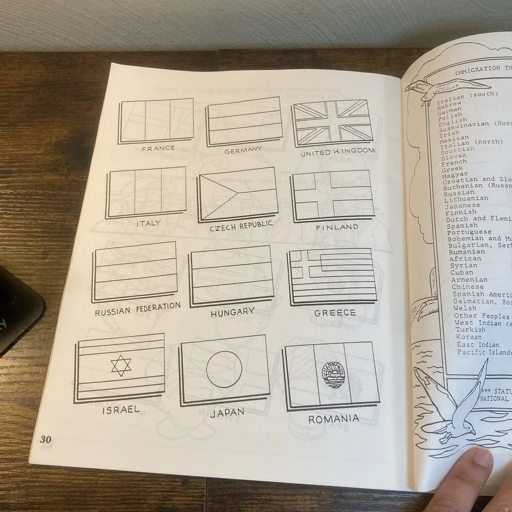 Vintage Coloring Book Ellis Island‎ American Immigration History Nationalities